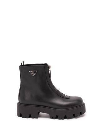 Prada Leather Zipper Booties