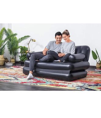 Trade Shop Trade Shop - Sofa Multifuncion 188x152x64cm Negro Hinchable Plegable 5en1 Con Bolsa 75054