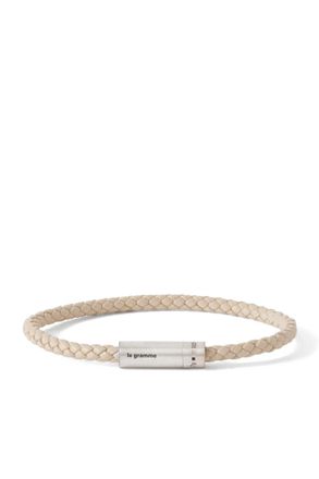 Le Gramme 7G Sterling Silver Woven Leather Bracelet