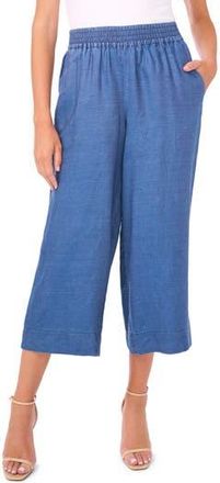 Vince Camuto Smocked Waist Crop Wide Leg Pants in Chambray Blue at Nordstrom Rack, Size X-Small