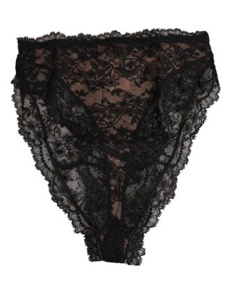 Dolce & Gabbana Black Floral Lace Mesh High Brief Panty Womens Underwear