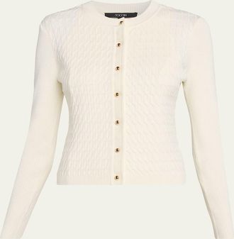 Toccin Elise Crewneck Cable-Knit Cardigan