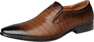 Generic Mens Slip On Dress Shoes, Mens Leather Formal Shoe, Derbys Shoes Pointed Toe Wedding Shoe Retro Fashion Business Loafers Comfortable and Breathable Of