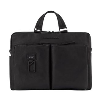 Piquadro Harper Aktetas - Heren - Laptoptassen - Zwart - ONE Size - Leer - Tassen