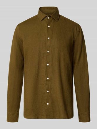 Seidensticker Regular Fit Business-Hemd aus Leinen mit Kentkragen in Oliv, Gr&ouml;&szlig;e 39