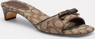 Coach Bow Kitten Heel Sandal In Signature Jacquard