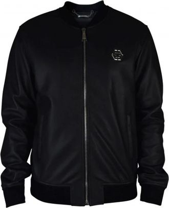 Philipp Plein Bomberjack - Heren - Leren en Su&egrave;de Jassen - Zwart - XL - Leer - Jassen