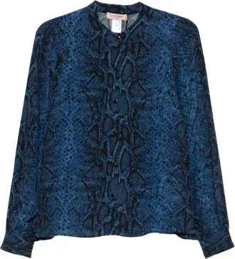 Twinset Camicia in Crepe de Chine - - Blouses & Shirts - Donna - Blu - S