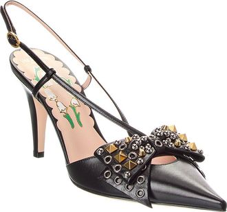 Valentino Vlogo 85 Leather Slingback Pump