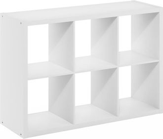 Furinno Cubicle Open Back Decorative Cube Storage Organizer, 6-Cube, White