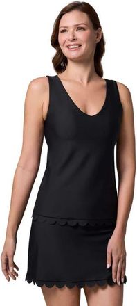 Coolibar Acropora Tankini with Scallop Detail, UPF 50+ Sun Protection in Black at Nordstrom, Size X-Large
