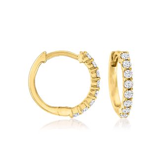RS Pure by Ross-Simons Diamond Huggie Hoop Earrings in 14kt Yellow Gold