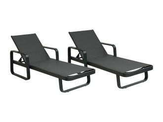 Vente-Unique Conjunto de 2 tumbonas de aluminio y textilene - Antracita - KILA de MYLIA