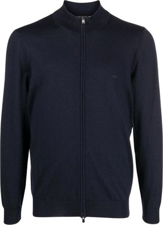 HUGO BOSS Blauwe wollen cardigan - Heren - Vesten - Blauw - 2XL - Wol - Truien & Vesten