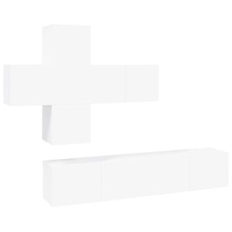 vidaXL Set De Muebles Para Tv 7 Piezas Madera Contrachapada Blanco Vidaxl