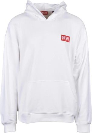 Diesel Felpa con cappuccio - Heren - Hoodies - Wit - S - Katoen - Hoodies & sweatvesten