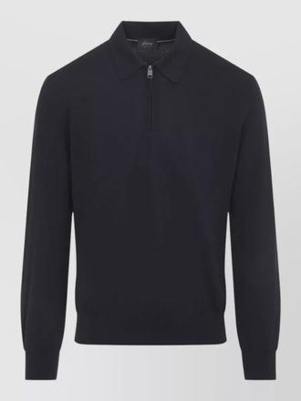 Brioni wool knit sweater zip collar
