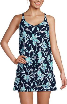 Lands End Tulip Hem Tankini Top in Tropic Floral/navy at Nordstrom, Size X-Small