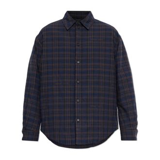 Off-white Check Flanellen Gewatte Overshirt - Heren - Casual Overhemden - Blauw - XL - Katoen - Overhemden