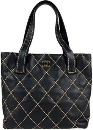 Chanel Pre-owned Tote Bags, female, Black, Size: ONE SIZE Pre-owned Leather chanel-bags