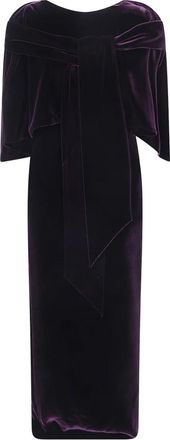 Alberta Ferretti Fluwelen avondjurk met capelet - Dames - Feestkleedjes - Paars - M - Polyester - Kleedjes
