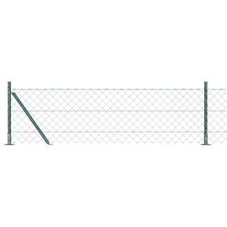 Berkfield Home Chain Link Fence with 7 Flanged Posts 0.6x10 m Galvanised Steel in Green