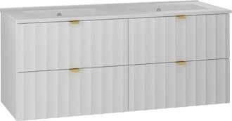 Petits Meubles Mueble doble lavabo encastrado 120cm paneles de melamina y mdf blanco
