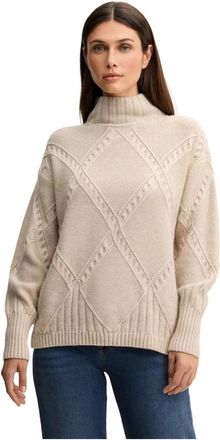 Joop Jersey de cuello alto de punto de diamantes - Knitwear - Mujer - Beige - M