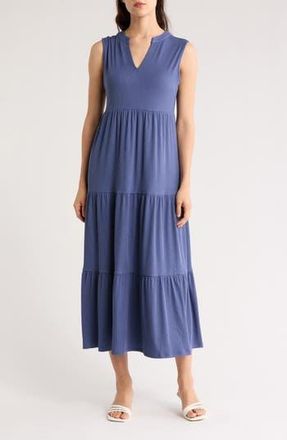 Melrose and Market Sleeveless Tiered Maxi Dress in Blue Indigo at Nordstrom Rack, Size Small