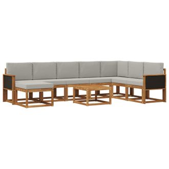 vidaXL Conjunto De Sof&aacute;s De Exterior 9 Pcs Natural Y Gris Claro Vidaxl