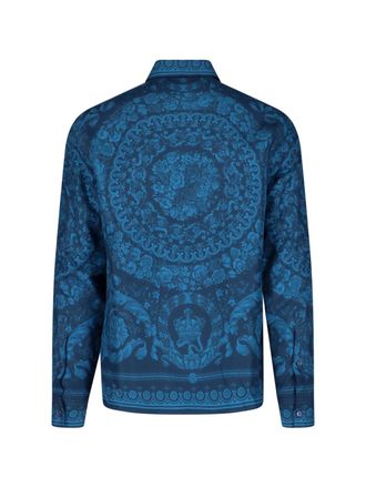 Versace Mens Shirts Blue Silk