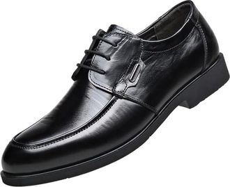 Generic Mens Full Grain Leather Dress Shoes British Style Business Formal Oxfords Wedding Groom Shoes Classic Commuting Shoes for Men(7.5) Black