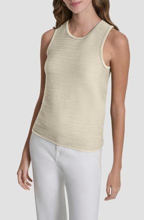 DKNY Seamless Rib Tank in Pebble at Nordstrom, Size X-Small