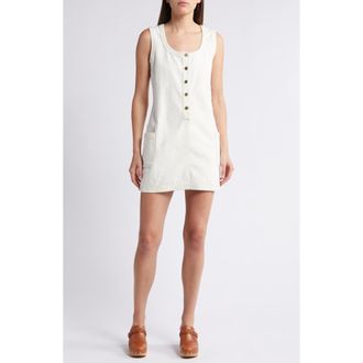 Frame Denim Trapunto Side Pocket Sleeveless Button Front Denim Dress in Au Natural Clean at Nordstrom Rack, Size X-Small