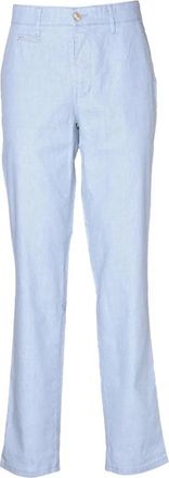 Club Of Comfort Light Blue Linen-Cotton Blend Stretch Pants With Classic Straight-Leg Cut
