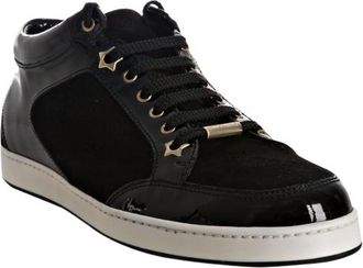 Jimmy Choo London Black Suede and Patent Leather Miami Trainers Size 40