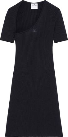 Courrèges slash ribbed knit dress - women - Polyester/Viscose - L - Black