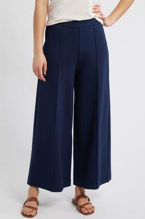 Caslon Wide Leg Crop Ponte Pants in Navy Blazer at Nordstrom Rack, Size Large