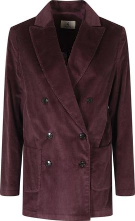 Myths Bordeaux Double-Breasted Corduroy Patch Pocket Jacket