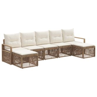 vidaXL Conjunto De Sof&aacute;s De Jard&iacute;n 7 Pcs Beige Rat&aacute;n Sint&eacute;tico Vidaxl