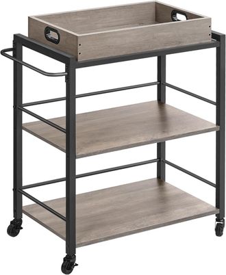 Vasagle Carrito de cocina con ruedas de color greige y negro tinta