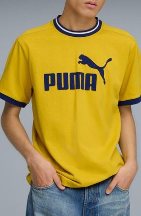 Puma T7 Logo Ringer T-Shirt in Dazzling Yellow at Nordstrom, Size Xx-Large