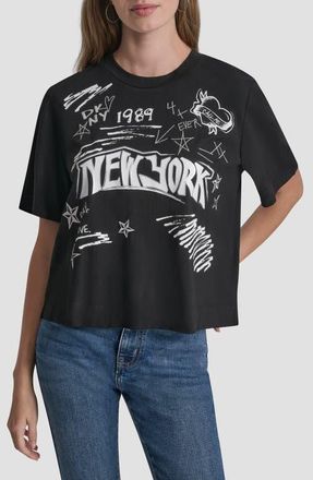 DKNY Embroidered 1989 Notebook Scribbles Graphic T-Shirt in Black at Nordstrom, Size Xx-Small