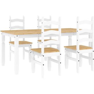 vidaXL Juego De Comedor Panama 5 Pzas Madera Maciza De Pino Blanco Vidaxl