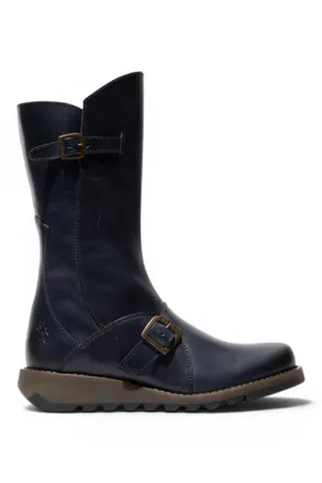 FLY London Fly London Womens Wine MES 2 Wedge Heel Buckle Mid-Calf Leather Zip Platform Boots