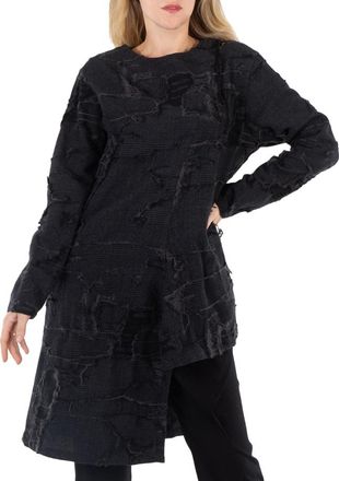 Yohji Yamamoto Ladies Wool Glen Check Lace-Up Shoulder Detail Top, Brand Size 1 (X-Small)