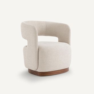 AM.PM Jesper gestructureerde draaifauteuil met walnootfineer onderstel