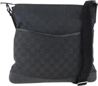 Gucci Pre-owned Canvas Crossbody Tas - Dames - Vintage Schoudertas - Zwart - ONE Size - Vintage