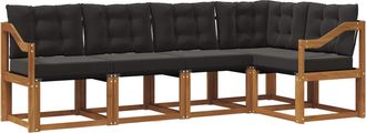 vidaXL Conjunto De Sof&aacute;s De Exterior 5 Uds. Natural Y Negro Vidaxl