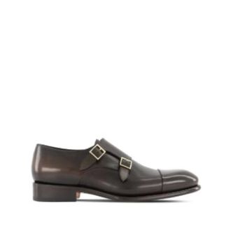 Santoni Dress Shoes, male, Brown, 7 1/2 UK, Monk Strap Shoes